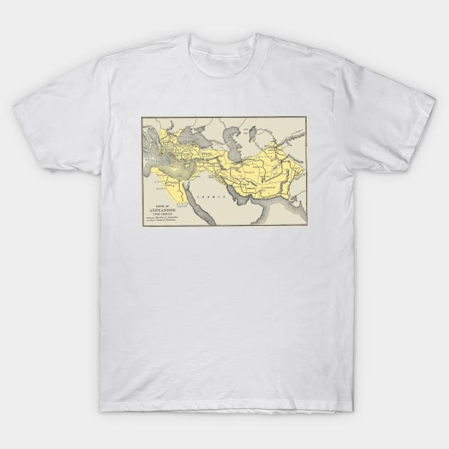 Vintage Map of Alexander The Greats Empire (1913) T-Shirt by Bravuramedia